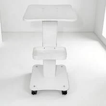 Carrito Móvil para Equipos de Belleza con Ruedas, Mesa Auxiliar para Salón de Estética, Diseño con Bandeja Inferior de Almacenamiento, Base Resistente para Máquinas Faciales y Herramientas Cosméticas - Blanco - Ver 2