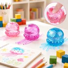 Ny Jelly Squeeze Glitter Jellyfish mjuk gummileksak, ultrastark klämbar sensorisk stresslindrande leksak, högkvalitativt mjukt elastiskt hållbart geléliknande transparent material, kontorsavkoppling, squishy sak. Examenspresent, present till kvinnliga och manliga vänner, denna stresslindrande leksak kan hjälpa dig att minska stress i vardagen, lämplig för spel och festfavoriter, även som present eller festfavorit - Multifärgad - Visa 3