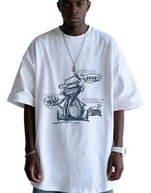 Playeras Con Estampado De Texto Moderno Para Hombre Tshirt - Blanco - Ver 1