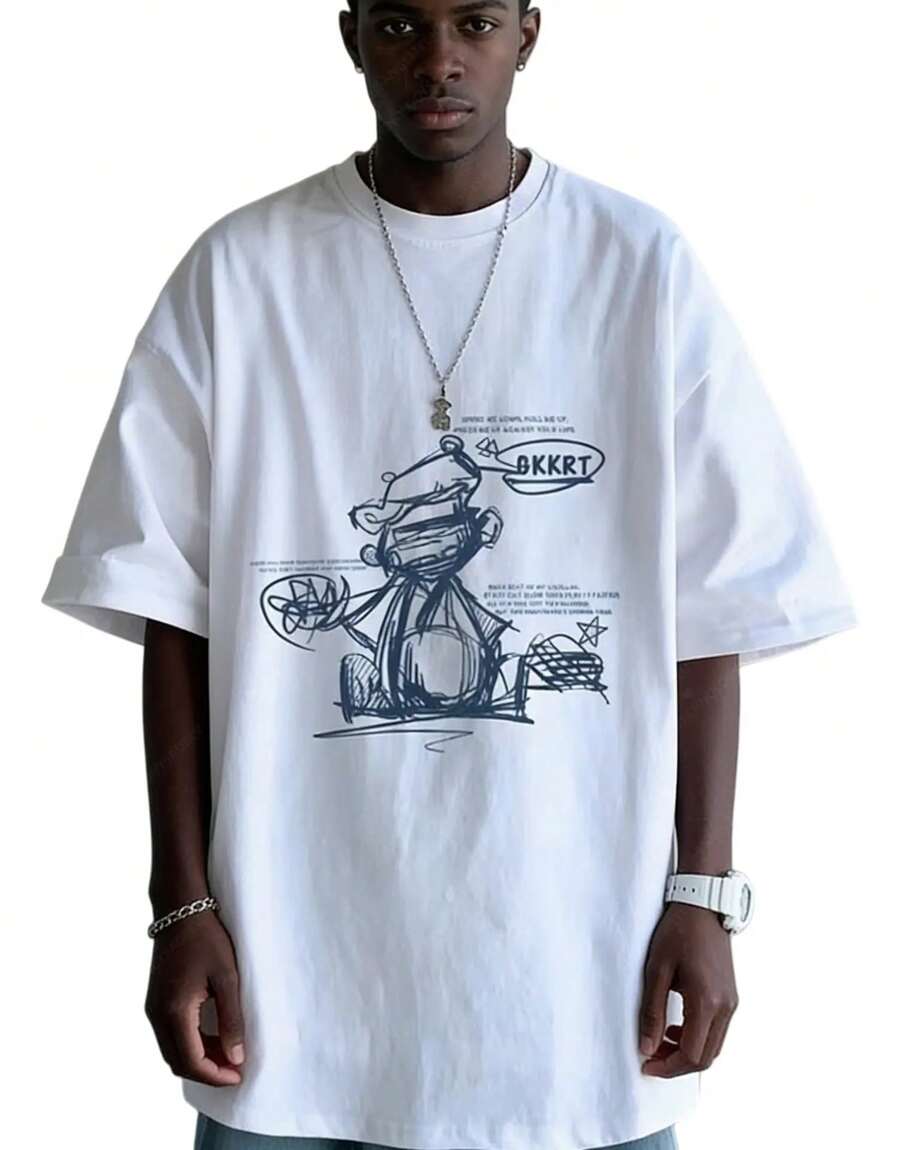 Playeras Con Estampado De Texto Moderno Para Hombre Tshirt - Blanco - Ver 1