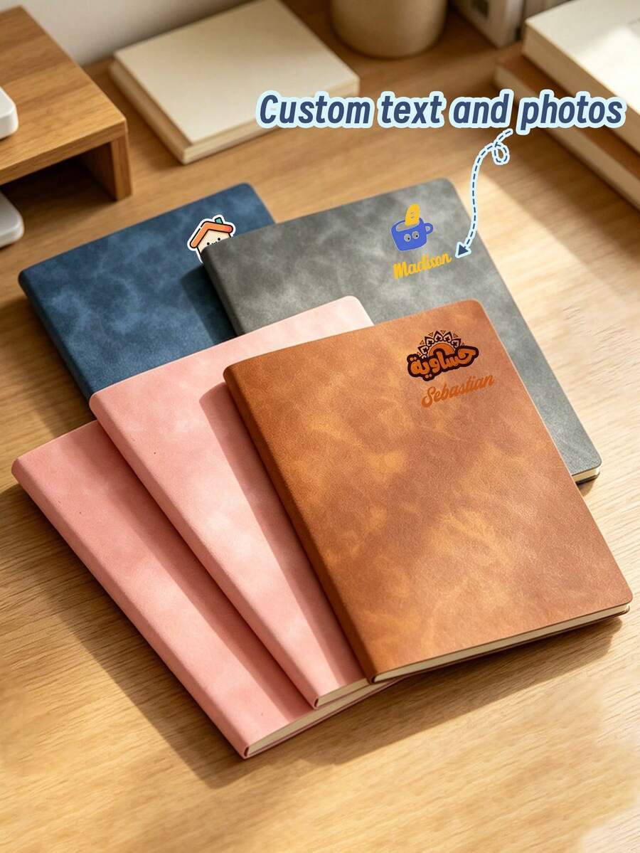 1 Personalized Notebook; A5 Size, Customizable With Names, Logos, Text, Or Patterns; Stylish Leather Cover; Suitable For Work, Business, Study, Meetings, And Travel; Multifunctional Notebook. - Multicolor - View 1
