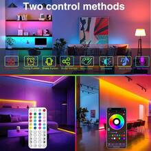 HBOWMDJIA 3ft-100ft LED Lights For Bedroom, Remote, APP Control, RGB Music Sync Color Changing LED Strip Lights For Home Decor Room Decor - Multicolor - View 3