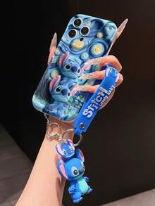 Disney Lilo And Stitch Phone Case : 3D Fluffy Pattern Border Protector Phone Soft Phone Case With A Free Cute Stitch Bracelet Chain Lanyard, Stitch, Lilo, Angel, For Apple 17 Promax 17 Pro 16 15 14 13 12 11 Pro Max XS Max X XR Soft Cover Summer Phone Case - 白色 - 查看 4