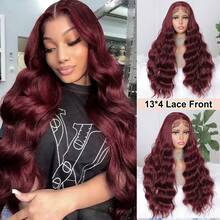 613 Honey Brown Water Wave 13X4 Lace Front Synthetic Wig, Pre-Plucked Bleached Knots, Suitable For Cosplay, Daily Party, Heat-Resistant Fiber Frontal Wig - Multicolor - View 12