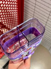 Dual-Drinking Cup For Kids, Large Capacity, High Aesthetic Value, Divided Compartment, Dual Straw Cup, Purple Water Bottle With Strap, Portable For Boys And Girls Students Outdoor Use - Dark Purple - View 5