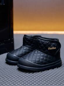 Must-Have For Moms: Autumn/Winter Baby Warm Snow Boots With Thick Fleece Lining, Anti-Slip Rubber Sole For Stable Walking, Hook And Loop Design, Versatile Ankle Boots For Boys And Girls, Suitable For Home And Outdoor Wear - Black - View 5