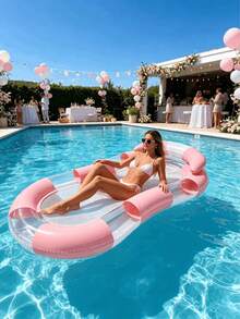 chongqishuishangfuchuang 1 pieza Colchoneta inflable flotante, diseño de lentejuelas transparente, cama inflable flotante con tubo de aire, flotador plegable para piscina, flotador multifuncional para piscina para entretenimiento y relajación de adultos en vacaciones, flotador inflable, cama inflable flotante, flotador inflable de agua, bomba de aire se vende por separado - Cama flotante transparente - Ver 1