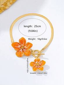 1pc Fashion White Spray Paint Flower Minimalist Elegant Personalized Women's Anklet Suitable For Vacation And Party - Orange Frangipani Latte Art - View 2