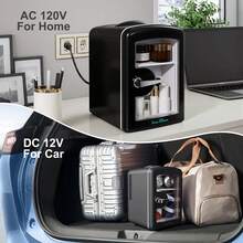 IceBlue 4L Makeup Refrigerator, Mini Refrigerator For Cosmetics And Drinks, Car/Home Use, Transparent Window And Handle - Black - View 6