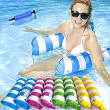 1pc Foldable Inflatable Water Hammock Lounge Chair, Suitable For Adults, Pool, Beach And Water Activities, Multifunctional PVC Pool Float, Lounge Chair And Floating Function, Perfect For Travel And Home Pool, PVC Inflatable Beach Chair, Foldable Striped Inflatable Pool Float, Suitable For Pets, Portable Adult Inflatable Bed, Adult Pool Float And Lounge Chair, Multifunctional, Durable And Fun. - Four Tubes - View 13