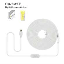LQHZMYY 1件 低壓 5V LED 柔性霓虹燈條，附按鈕開關，白色/暖光，1m/2m/3m/4m/5m，適用於直播補光、臥室補光、櫥櫃、浴室鏡子、廚房、餐桌、鏡子、派對與驚喜氛圍 - 霓虹燈 - 查看 6