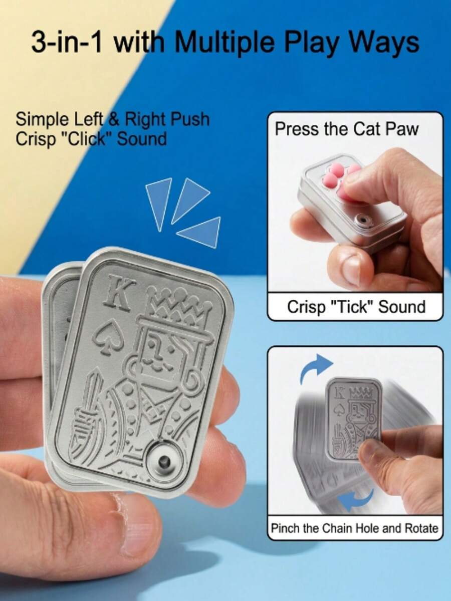 Giocattolo antistress EDC Poker Slider a forma di zampa di gatto, slider per carte, giocattolo sensoriale per ansia, ADHD e autismo, gadget cool per adulti e adolescenti, rosso - Multicolore - Visualizzare 1