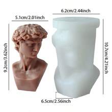 1 buc. matriță din silicon pentru lumânări în formă de bust David, textură clară, ușor de demolat, reutilizabilă, rezistentă la temperaturi înalte, formă clasică de sculptură europeană David, pentru DIY, decorațiuni de casă, cadou handmade, Halloween, Thanksgiving, Anul Nou - A - Vizualizare 10