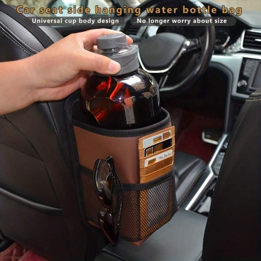 1 Stück Auto-Sitz-Seiten-Becherhalter-Aufbewahrungstasche mit Abdeckung, Organizer für Fahrzeuginnenraum, Auto-Zubehör-Organisationsbedarf, Spaltfüller-Caddy-Tasche - Verschiedenfarbig - Übersicht 1