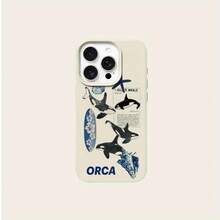 Funda para Teléfono: Funda con diseño de orca, concha y tabla de surf, adecuada para iPhone 16 Pro Max/14/16 Plus/15/13 Pro/12/11, cubierta protectora a prueba de caídas, diseño elegante. - Blanco antiguo - Ver 6