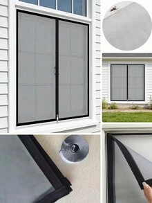 Soft Velvet Edged Shaped High Transparency Window Screen Mesh Densely Woven Square Grid Light-Permeable, Wear-Resistant Anti-Aging Not Easy To Fray, Universal For All Types Of Windows, Easy To Cut And Replace Old-Style Home Dust-Proof Window Screens - Gray Mesh With Black Border - View 1