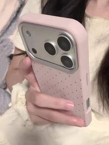 Minimalistische Premium-Lederstruktur Rosa Polka Dot Handyhülle kompatibel mit iPhone 17 Pro Max/17 Pro/17/16 Pro Max/16/16 Pro/16 Plus/15/15 Pro Max/15 Pro/15 Plus/11/12/13/14 Pro Max/12 Pro/12 Pro Max/13 Pro/13 Pro Max/14 Pro/14 Pro Max/14 Plus Weiche Hülle für Frauen, neue modische Luxus Strass Dekor Handyhülle, Ins Stil High-End Gefühl, viraler Hot Artikel für Göttinnen, süß elegant mit elegantem Stil, minimalistisch kreativ hohe Ästhetik - Rosa Punkte - Übersicht 3