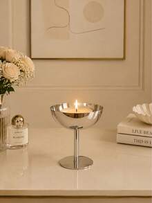1 Pc Stainless Steel Dessert Cup, Minimalist Stainless Steel Dessert Cup With Whipped Cream – Modern Nordic Cute Mini Tabletop Decor,Ice Cream Cup,Candlestick,Goblet And Bowl, Afternoon Tea Pudding Cup Dessert Plate - Silver - View 4