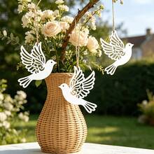 6pcs Laser Cut White Paper Dove Hanging Decorations, Suitable For Home Decor, Yard Decor, Hanging Ornaments - Rustic Bird-Shaped Hollow Hanging Decor With Jute Rope, Perfect For Spring/Summer Rustic Party Decor, Wedding Decor, Baptism Decor - Multicolor - View 5