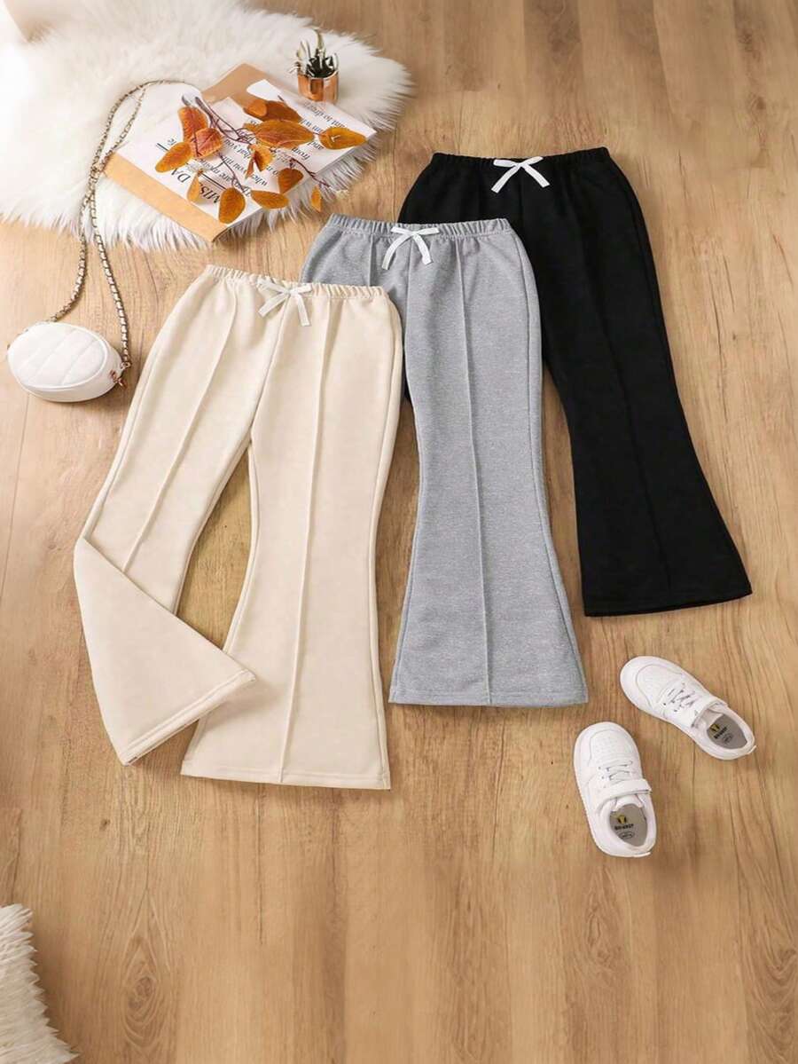 Baby Girls Casual Minimalist Elastic Waist Flare Leggings Sports Pants - Multicolor - View 1