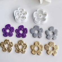 2pcs Spring Floral Clay Cutting Molds, Flower Polymer Clay Cutters, Plastic Jewelry Making Molds For DIY Jewelry And Pendant Earrings - White - View 4