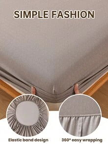 1 Stück strukturierte gewebte Spannbetttuch, Landhausstil gewebter Matratzenschutz, kaffeebraune Bettwäsche, Raumdekoration, staubdicht & rutschfest, hautfreundlich & atmungsaktiv, super weich, geeignet für Einzel-/Doppel-/Queen-/King-Size-Betten, ganzjährig verwendbar, maschinenwaschbar, Kissenbezug und Bettbezug nicht enthalten - Warme Kaffeefarbe - Übersicht 6