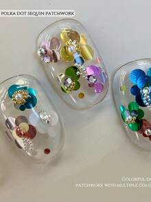 12格/盒圓點花卉美甲亮片 多色金屬閃亮亮片美甲飾品 DIY亮粉片美甲配件 Y2K夏季派對沙龍居家美甲裝飾 女士女孩適用 - 彩色 - 查看 8