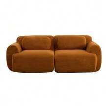 Modular Compression Sofa In Chenille Fabric, Filled With 30D High-Resilience Foam. Easy To Move And Featuring A Non-Slip Base, It Is Ideal For Living Rooms And Other Spaces. Ivory Color. - 亮橙色 - 查看 10