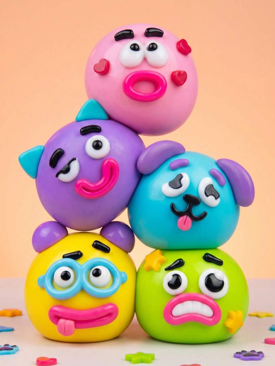 Super Soft Ugly-Cute Expression Squeeze Toy, Cute Face TPR Soft Rubber Ball, Ultra Soft Slow Rebound Stress Relief Toy, Popular Anxiety Relief Fidget Toy, Fun Prank Party Gift, Perfect Birthday Graduation Gift, Random Color - Multicolor - View 1