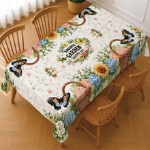 1pc Pastoral Floral Butterfly Pattern Tablecloth, Waterproof Stain-Resistant Dining Table Decor Cloth, Suitable For Kitchen, Dining Table, Coffee Table, TV Cabinet, Entryway, Party Holiday Decoration, Home Decor - Multicolor - View 2