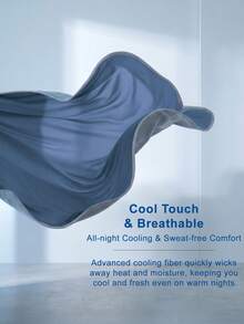 1pc Deep Blue Cooling Blanket, Minimalist Fashion, Made Of Cooling Yarn, Reinforced Edging, Provides Cool And Comfortable Experience For Heat-Sensitive People, Machine Washable, Lightweight And Portable, Suitable For Bedroom/Sofa/Outdoor - Dark Blue - View 6