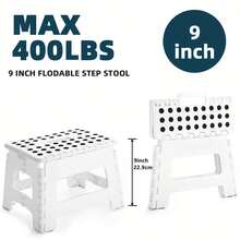 yoonispro 1pc Heavy Duty Folding Step Stool 7.5-18 Inch For Adults, Foldable & Storable Plastic Stool With Non-Slip Surface, Suitable For Kitchen, Bathroom, Bedroom (White, 7.5/9/11/13/16/18 Inch) - White - View 11
