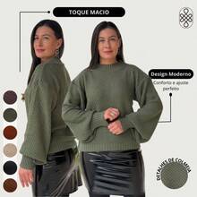 Blusa Trico Inverno Croche Suerte Blogueira - Verde Militar - Visão 2