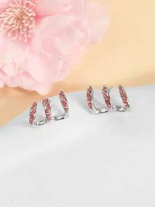 1 Pair Trident Curved Earrings, Shiny Luxury Design, Hypoallergenic, Perfect For Daily Wear, Music Festivals And Gifts - Multicolor - View 2
