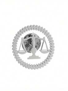 1pc Gold/Silver Stainless Steel Balance Scale & Wheat Ear Brooch, Five-Star French Emblem Style Lawyer Formal Pin, Judge & Legal Professional Suit Accessory, Law Professional Commemorative Gift Business Badge - Brooch - View 6