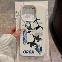 Funda para Teléfono: Funda con diseño de orca, concha y tabla de surf, adecuada para iPhone 16 Pro Max/14/16 Plus/15/13 Pro/12/11, cubierta protectora a prueba de caídas, diseño elegante. - Blanco antiguo - Ver 2