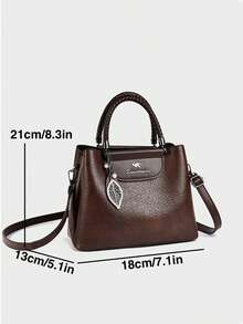 Classic Colorblock Women's Handbag PU Leather Multi-Pocket Commuter Bag Fashion Leaf Pendant Crossbody Shoulder Bag - Multicolor - View 10