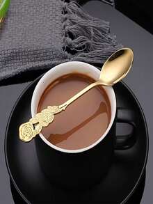 1pc/5pcs/8pcs Stainless Steel Mirror Coffee Spoon Elegant Rose Design Teaspoon Dishwasher Suitable For Home / Cafe / Restaurant Wedding Favor Choice 12.8cm/5.0in - Gold and Silver - View 5