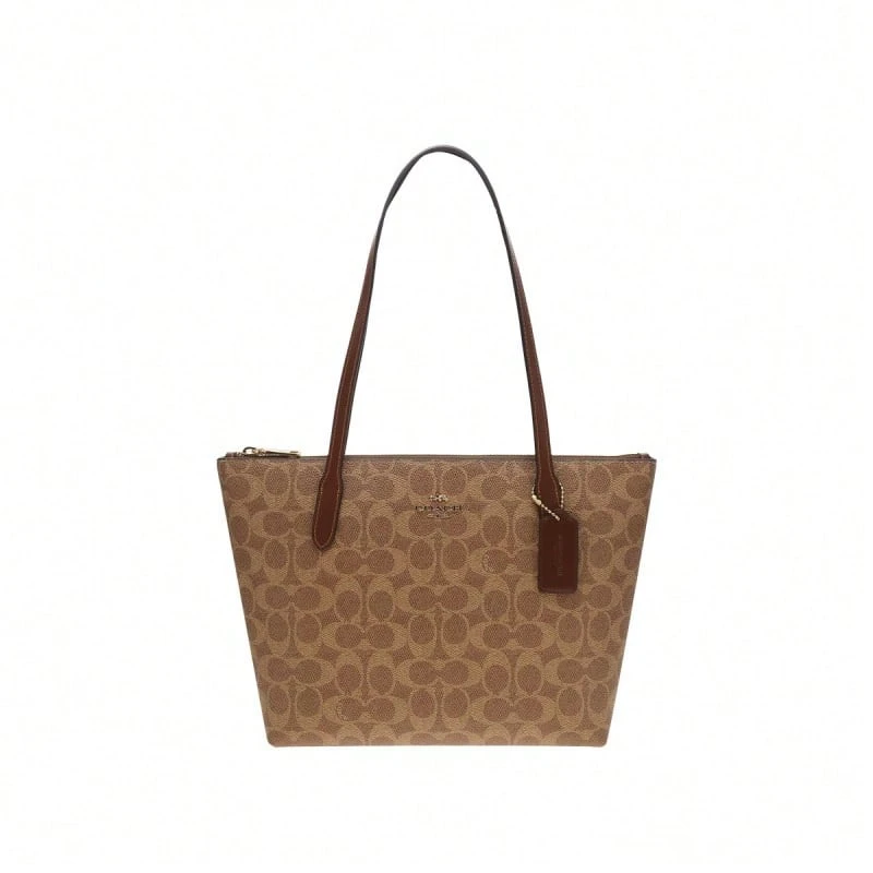 Coach Fiona Printed Women's Shoulder Tote Bag CBT18IMXHE - Brownish-yellow and Brown CBT18IMXHE - View 1