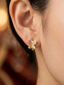CHICAT Women's Exquisite Gold-Plated CZ Butterfly Hoop Earrings, Suitable For Daily Wear And Date Night, Elegant Luxury Fashion Jewelry Gift - Gold 2 - View 5