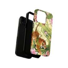Vintage Tiger Stripe Lotus Phone Case, Aesthetic Chinese Collage Pattern, Compatible With IPhone 17 Pro Max 16e 15 Pro 14 Plus 13 12 11 Pro Max - Multicolor - View 5