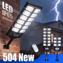 太陽能 LED 路燈 504/252 LED，IP65 防水，感應式開關，黃昏至黎明，3 種照明模式，附遙控器的戶外安全燈，適用於花園、露台、院子 - 1PC - 查看 7