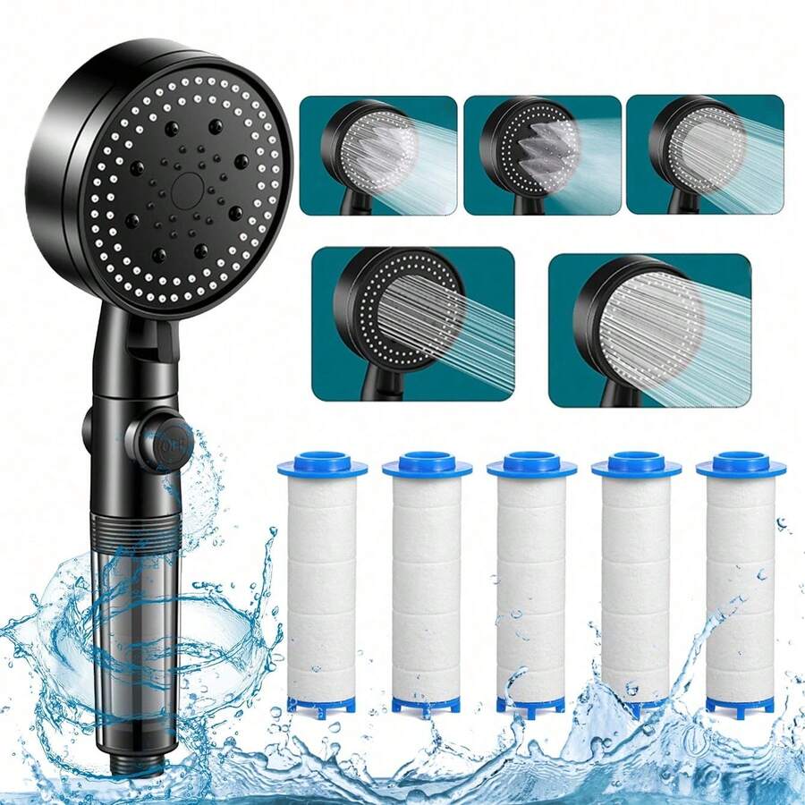 Shower Head With Pressure Filtration, 5 Adjustable Water Flow Levels, Handheld Shower Head With 10 Built-In Filter Cartridges, Suitable For Bathroom Shower, Outdoor Water Heater And RV Shower Equipment - Multicolor - View 1
