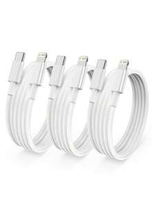 1/3/5入組 Apple 快充線 3.3英呎/100公分長 USB-C轉Apple Lightning充電線 高效數據傳輸線，相容 iPhone 14 13 12 系列 便攜式充電線 - 白色 - 查看 9