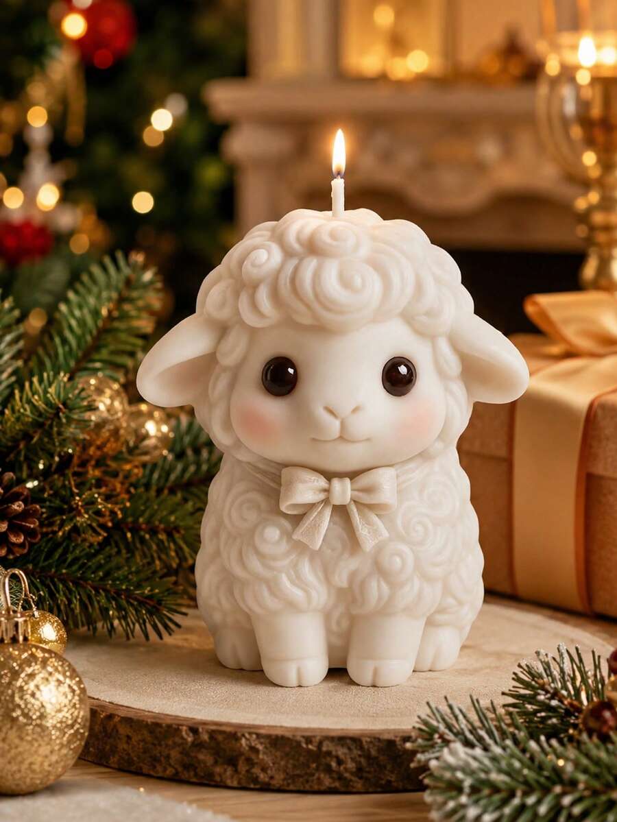 French Vintage Style Sheep Shaped Silicone Mold, 3D Embossed Curly Wool Texture, DIY Resin/Cement Craft Handmade Model, Ins Style Home Decor Display Prop, High Aesthetic Desktop Micro Landscape Accessory - Lamb Mold - View 1