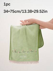 1/2/3件可選珊瑚絨刺繡玫瑰浴室毛巾/浴巾，田園浪漫風，花卉，柔軟蕾絲面巾或浴巾，溫馨居家浴室裝飾，情人節禮物 - 綠色 - 查看 13
