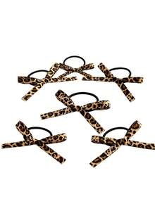 1/5 Paket Pita Motif Leopard untuk Wanita, Ikat Rambut, Tali Rambut Ekor Kuda, Karet Elastis - MultiWarna - View 4