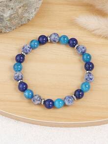 YAUKIA 8mm Lapis Lazuli Calming Beaded Bracelet , Blue Spot Jasper , Serenity , Spiritual Healing , Yoga Meditation Jewelry , Ideal For Daily Wear - Multicolor - View 4