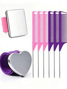 4pcs Plastic Hair Combs, Suitable For Thick/Curly/Fine/Long/Short Hair, Unisex, Ideal For Salon And Home Use. Magnetic Wrist Strap, Iron Suction Cup Hair Clip, Sewing Supplies, Metal Hair Clip Styling Tool Comb, Anti-Static Hair Comb, Hair Styling Tool, Hair Accessories. - Multicolor - View 1