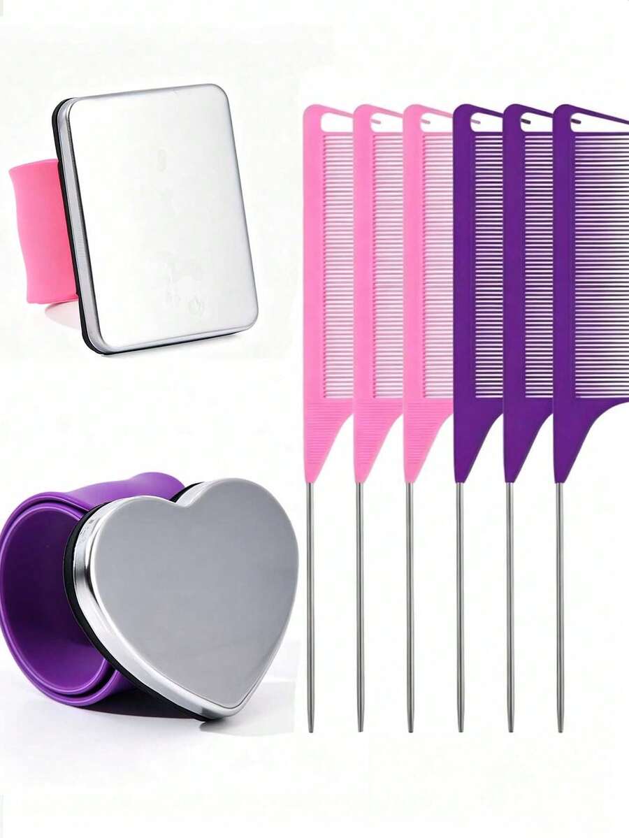 4pcs Plastic Hair Combs, Suitable For Thick/Curly/Fine/Long/Short Hair, Unisex, Ideal For Salon And Home Use. Magnetic Wrist Strap, Iron Suction Cup Hair Clip, Sewing Supplies, Metal Hair Clip Styling Tool Comb, Anti-Static Hair Comb, Hair Styling Tool, Hair Accessories. - Multicolor - View 1
